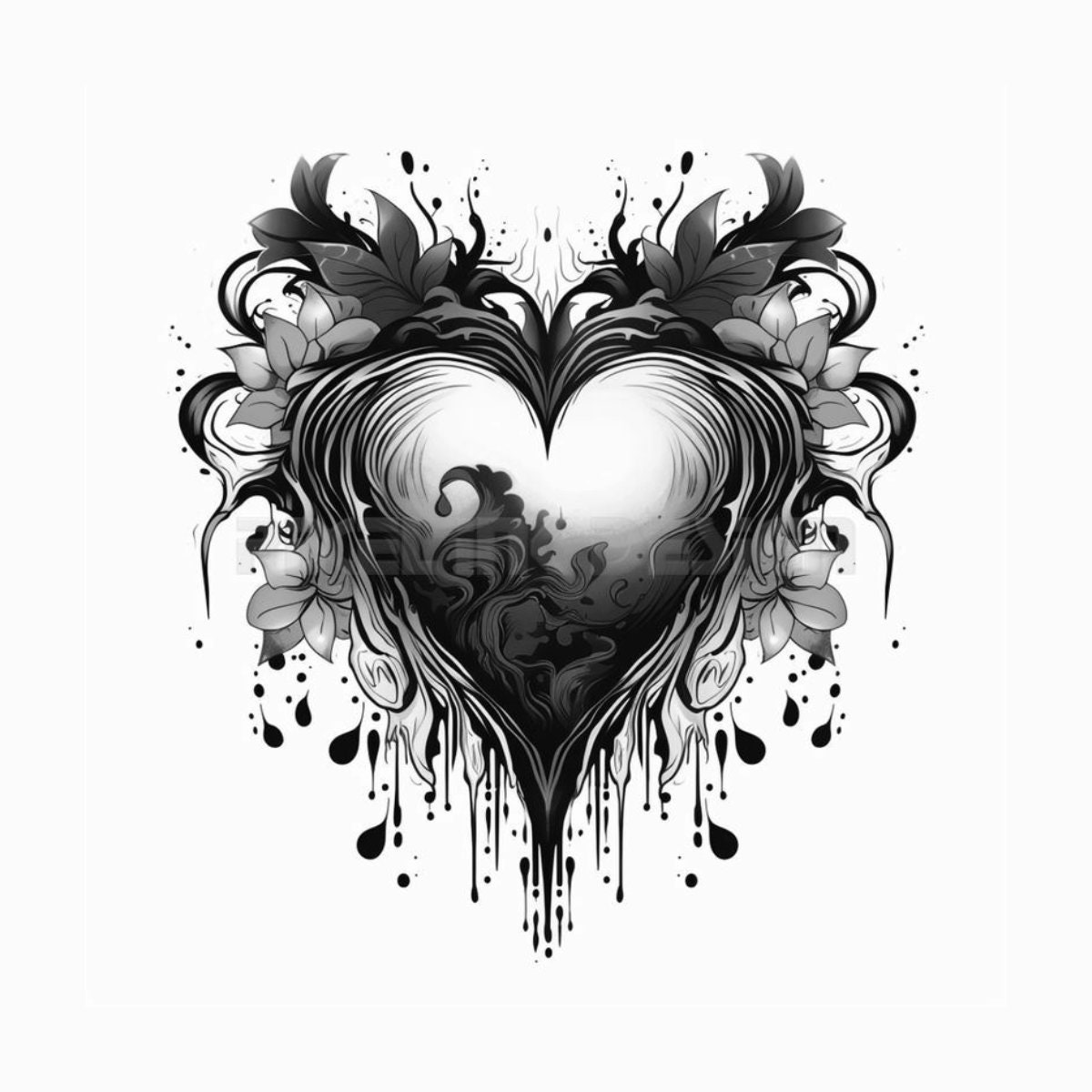 Heart Abstract Style Tattoo Transparent Background Download Detailed