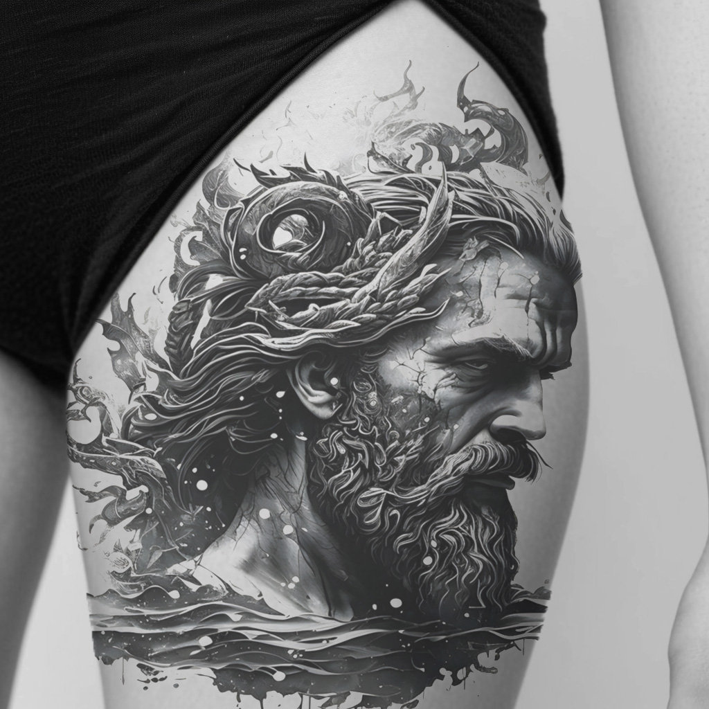 Poseidon God of the Sea Tattoo Design - Download High Resolution ...