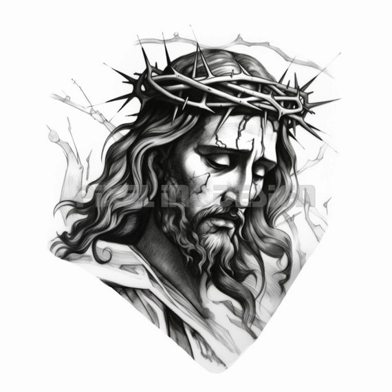 jesus christ catholic tattoo 4266825 Vector Art at Vecteezy