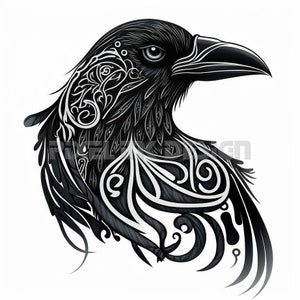 Crow Tattoo Design - Download High Resolution Digital Art PNG Transparent Background | Printable SVG Tattoo Stencil