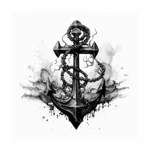 Sailor Anchor Tattoo Design - Download High Resolution Digital Art PNG Transparent Background | Printable SVG Tattoo Stencil