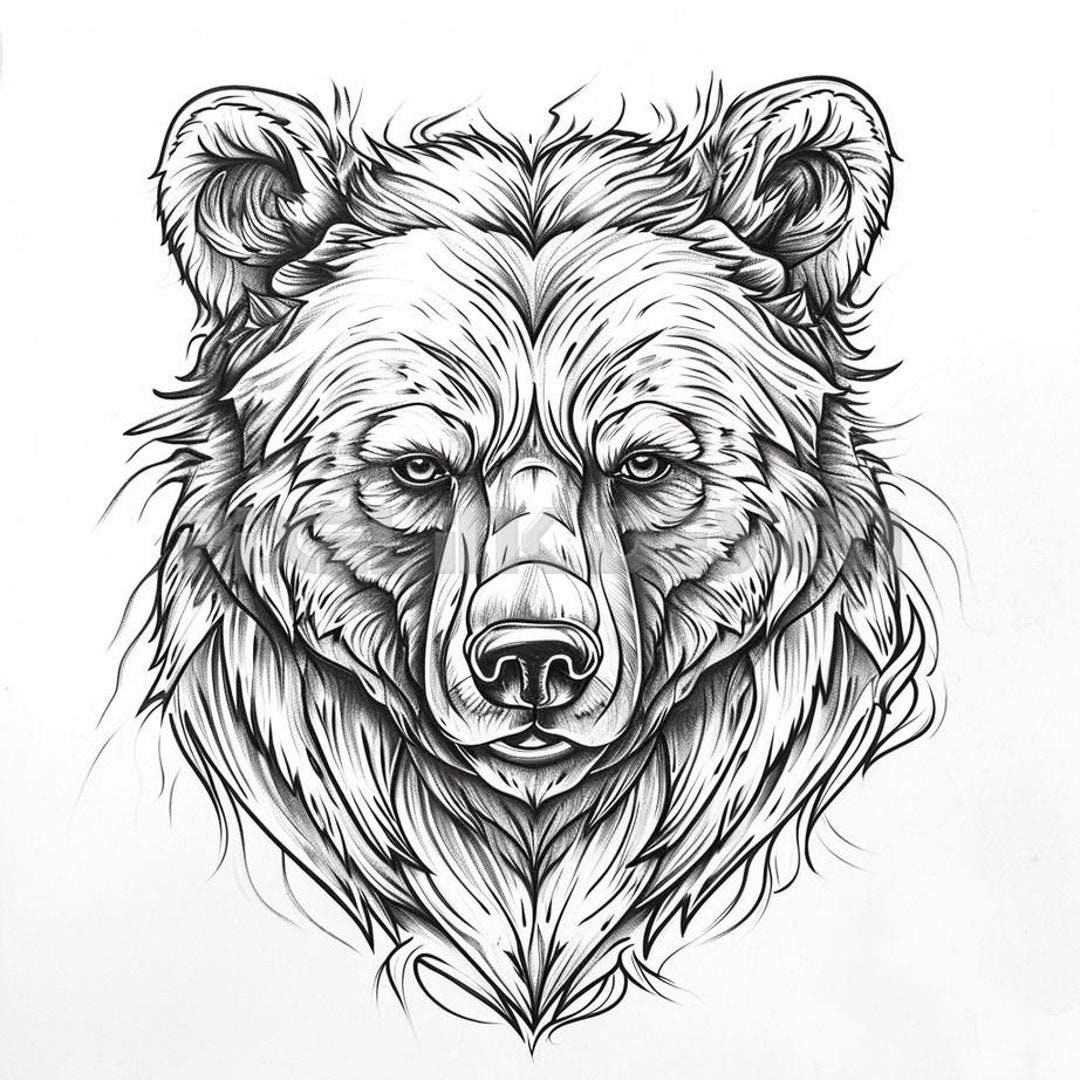 Bear Tattoo Design Download High Resolution Digital Art PNG Transparent