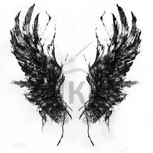 Broken Wings Design - Download High Resolution Digital Art PNG Transparent Background | Printable SVG Tattoo Stencil