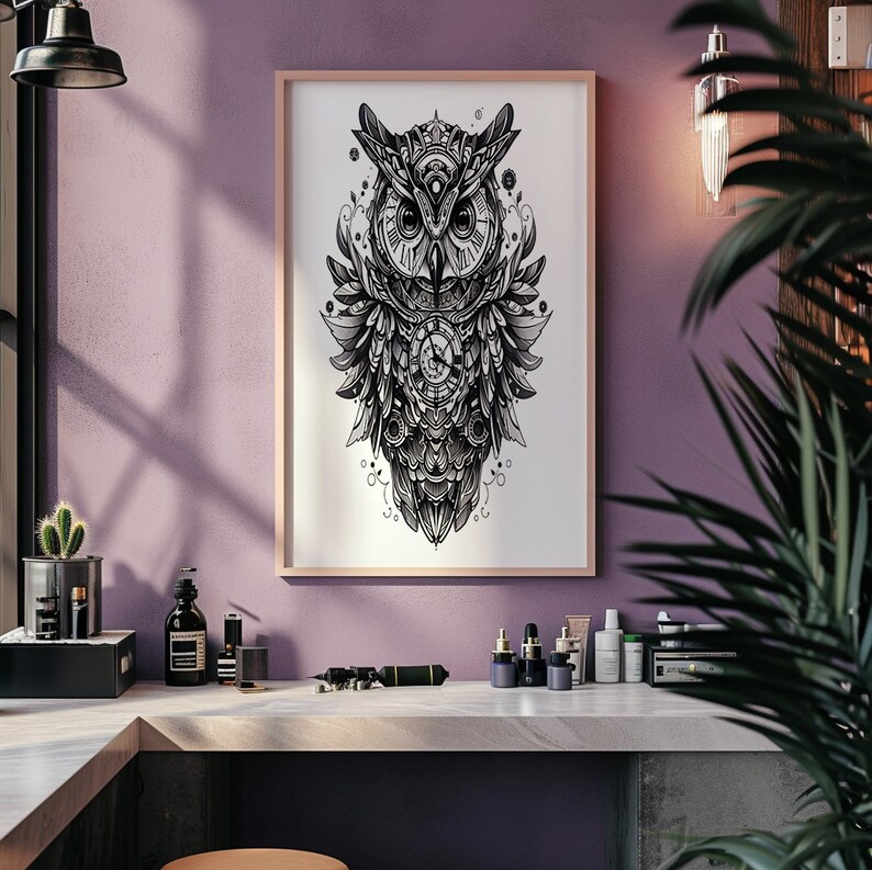 Timeless Owl Tattoo Design - Download High Resolution Digital Art PNG ...