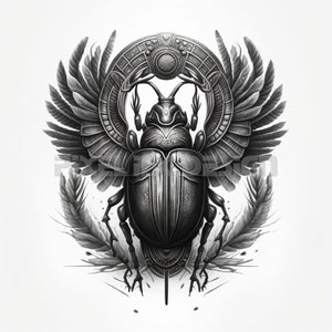 Skarabäus-Käfer Tattoo-Design - Download hochauflösende digitale Kunst PNG transparenten Hintergrund | Druckbare SVG Tattoo Schablone
