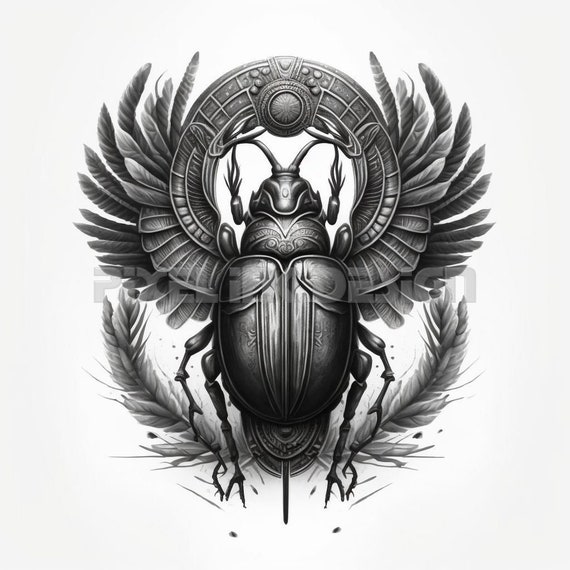 Isolated Vector Tattoo Image Golden Scarab Beetleon A Black Background.  Carabaeus Sacer. The Ancient Spiritual Symbol Of Egypt, God Khepri Royalty  Free SVG, Cliparts, Vectors, and Stock Illustration. Image 53251799.