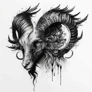 Ram Tattoo Design - Download High Resolution Digital Art PNG Transparent Background | Printable SVG Tattoo Stencil