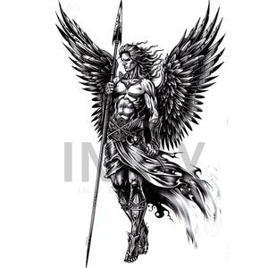 Guardian Angel Tattoo Design - Transparent background - Download Detailed High Resolution Image PNG File and Light JPG File