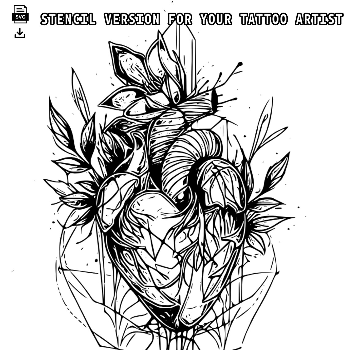 Heart Tattoo Design Detailed High Resolution Digital Art on White ...