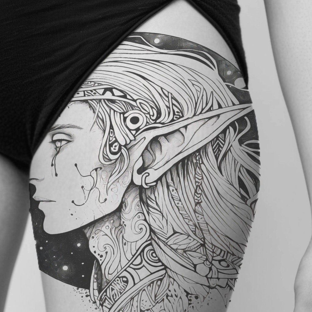 High Elf Tattoo Design Download High Resolution Digital Art PNG ...