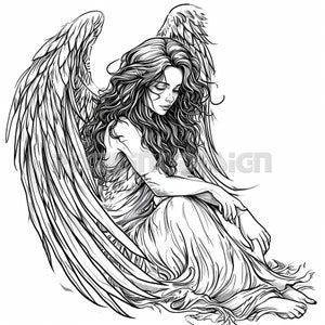 Angel Tattoo Tattoo Design - Download High Resolution Digital Art PNG Transparent Background | Printable SVG Tattoo Stencil