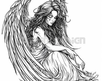 Angel Tattoo Tattoo Design - Download High Resolution Digital Art PNG Transparent Background | Printable SVG Tattoo Stencil