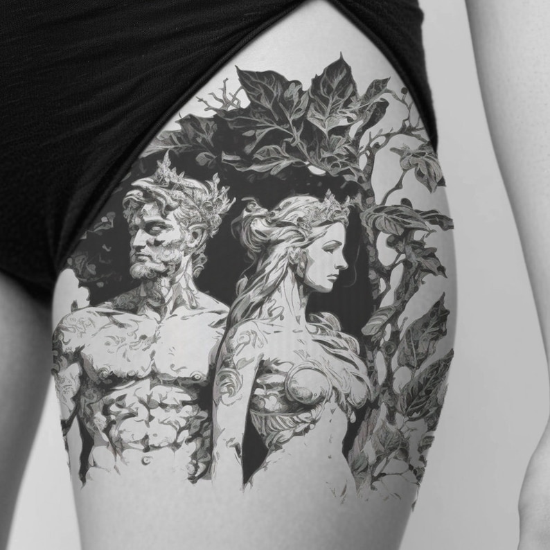 Adam and Eve Tattoo Design Download High Resolution Digital Art PNG ...