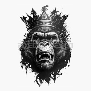 Gorilla Tattoo Design - Download High Resolution Digital Art PNG Transparent Background | Printable SVG Tattoo Stencil