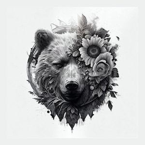 Tatuagem de urso - Fundo transparente - Baixe Arte digital de alta resolução PNG Fundo transparente | Estêncil de tatuagem SVG para impressão