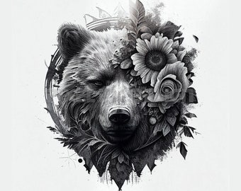 Bear Tattoo - transparante achtergrond - download digitale kunst met hoge resolutie, png-bestand voor transparante achtergrond | Afdrukbare SVG-tatoeagesjabloon