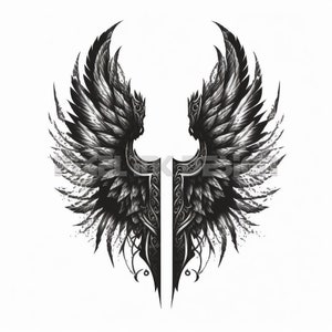 Angel Wings Tattoo Design - Download High Resolution Digital Art PNG Transparent Background | Printable SVG Tattoo Stencil