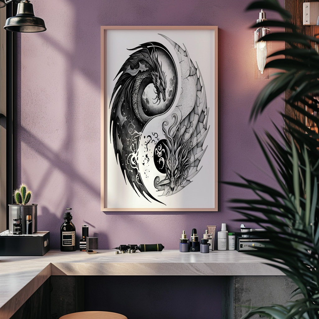 Yin & Yang Dragons Tattoo Design - Download High Resolution Digital Art ...