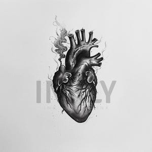 Heart Tattoo Design - Download High Resolution Digital Art PNG Transparent Background | Printable SVG Tattoo Stencil