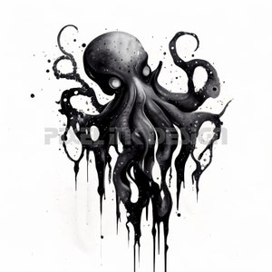 Octopus Tattoo Design - Download High Resolution Digital Art PNG Transparent Background | Printable SVG Tattoo Stencil