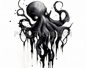 Octopus Tattoo Design - Download High Resolution Digital Art PNG Transparent Background | Printable SVG Tattoo Stencil