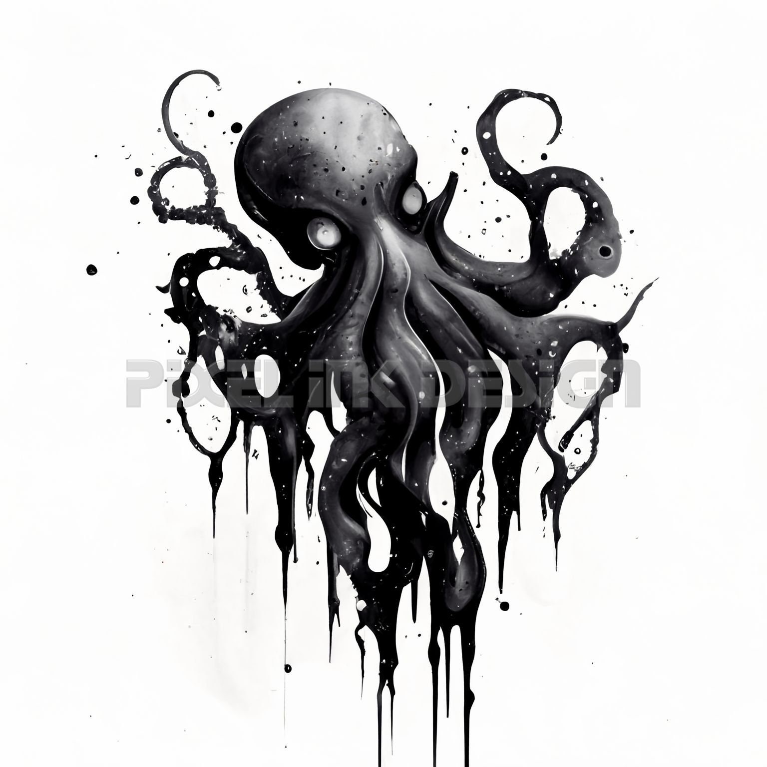 Squid Cuttlefish Temporary Tattoo Sticker - OhMyTat, image size:1536x1536