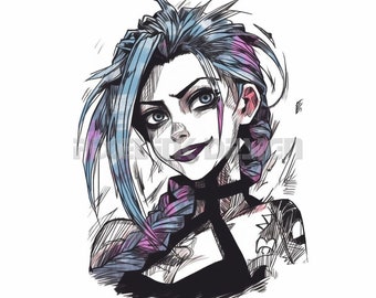 Jinx Tattoo Design - Download High Resolution Digital Art PNG Transparent Background | Printable SVG Tattoo Stencil