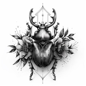 Rhinocesor Tattoo Design - Download High Resolution Digital Art PNG Transparent Background | Printable SVG Tattoo Stencil