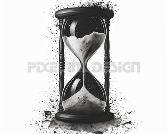 Hourglass Tattoo Design - Download High Resolution Digital Art PNG Transparent Background | Printable SVG Tattoo Stencil