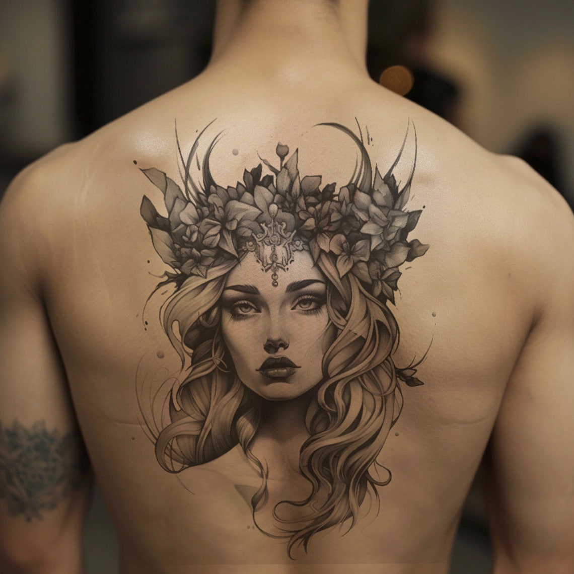 Aphrodite Goddess of Love and Beauty Tattoo White Background Download Detailed High Resolution