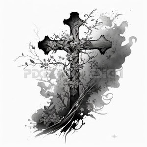 Cross Tattoo Design - Download High Resolution Digital Art PNG Transparent Background | Printable SVG Tattoo Stencil