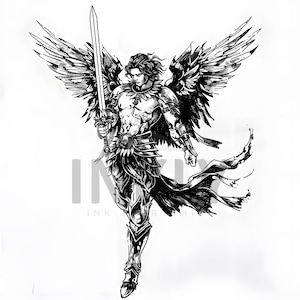 St. Archangel Michael Tattoo Design - Transparent background - Download Detailed High Resolution Image PNG File and JPG File