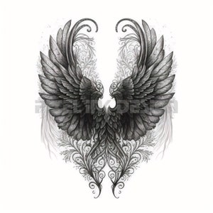 Angel Wings Tattoo Design - Download High Resolution Digital Art PNG Transparent Background | Printable SVG Tattoo Stencil
