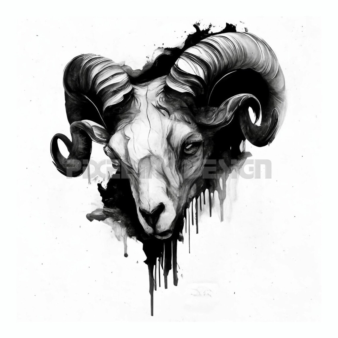 Goat Tattoo Design Download High Resolution Digital Art PNG Transparent ...