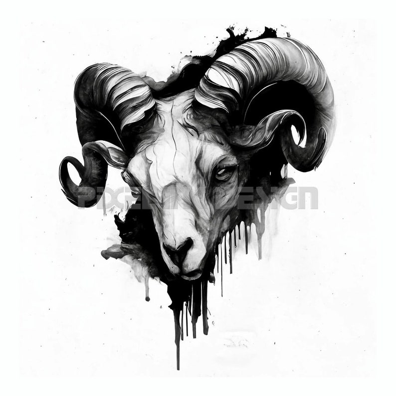 Goat Tattoo Design Download High Resolution Digital Art PNG Transparent ...