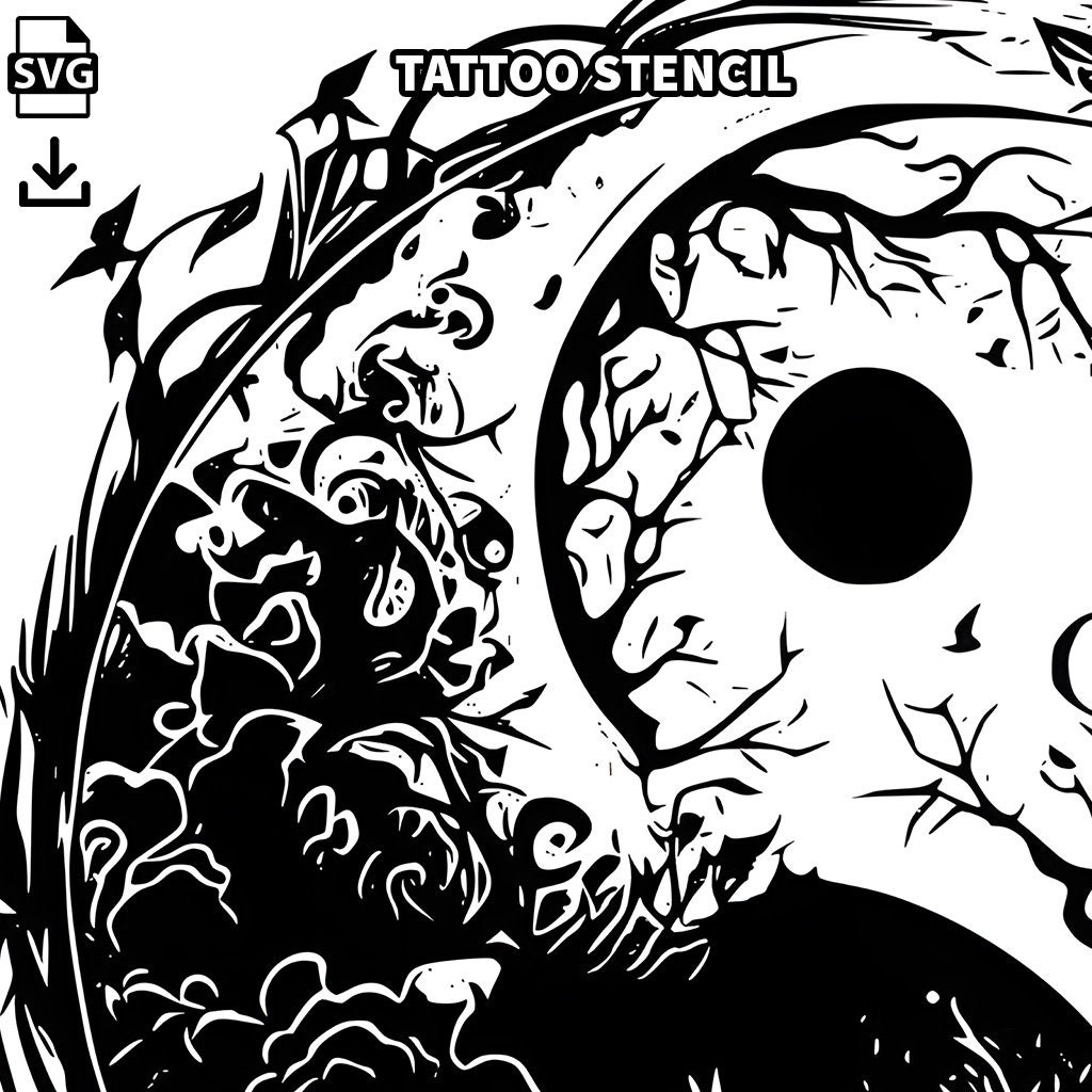 Yin & Yang Tattoo White Background Download High Resolution Digital Art ...