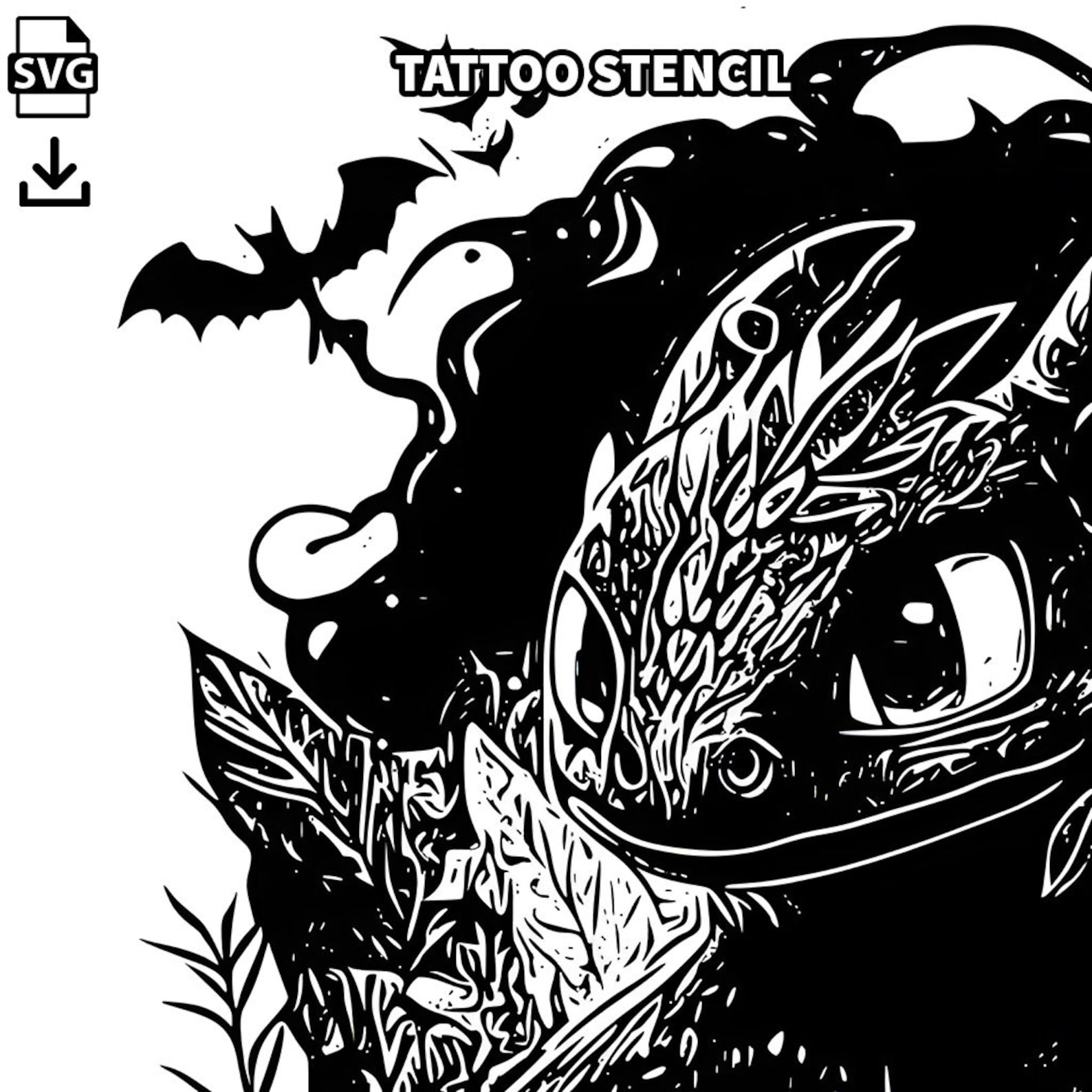 Toothless Dragon Tattoo Design - Download High Resolution Digital Art ...