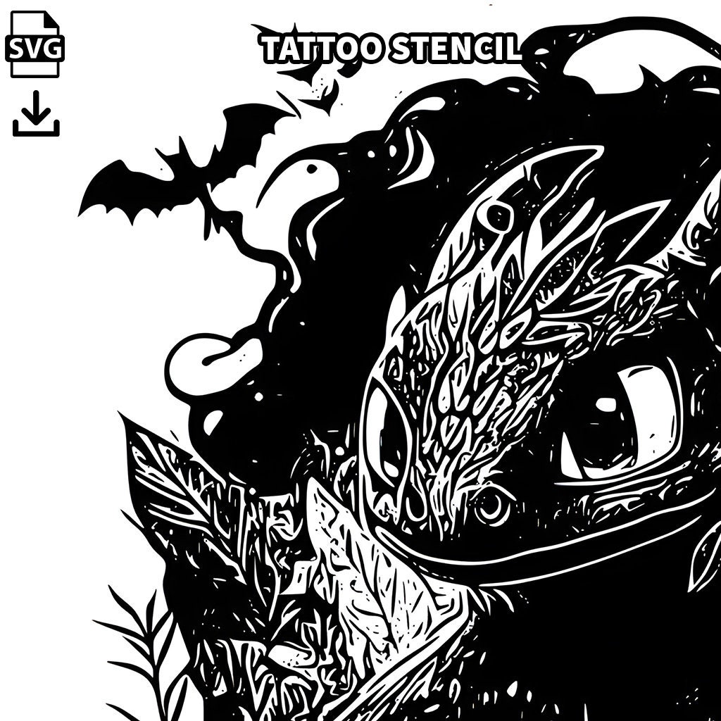 toothless-dragon-tattoo-design-download-high-resolution-digital-art-png-transparent-background-printable-svg-tattoo-stencil-etsy