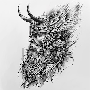 Odin Tattoo Design - Download High Resolution Digital Art PNG Transparent Background | Printable SVG Tattoo Stencil