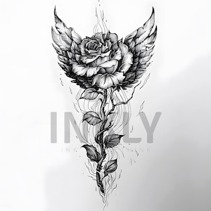 Rose Tattoo Design - Download High Resolution Digital Art PNG Transparent Background | Printable SVG Tattoo Stencil