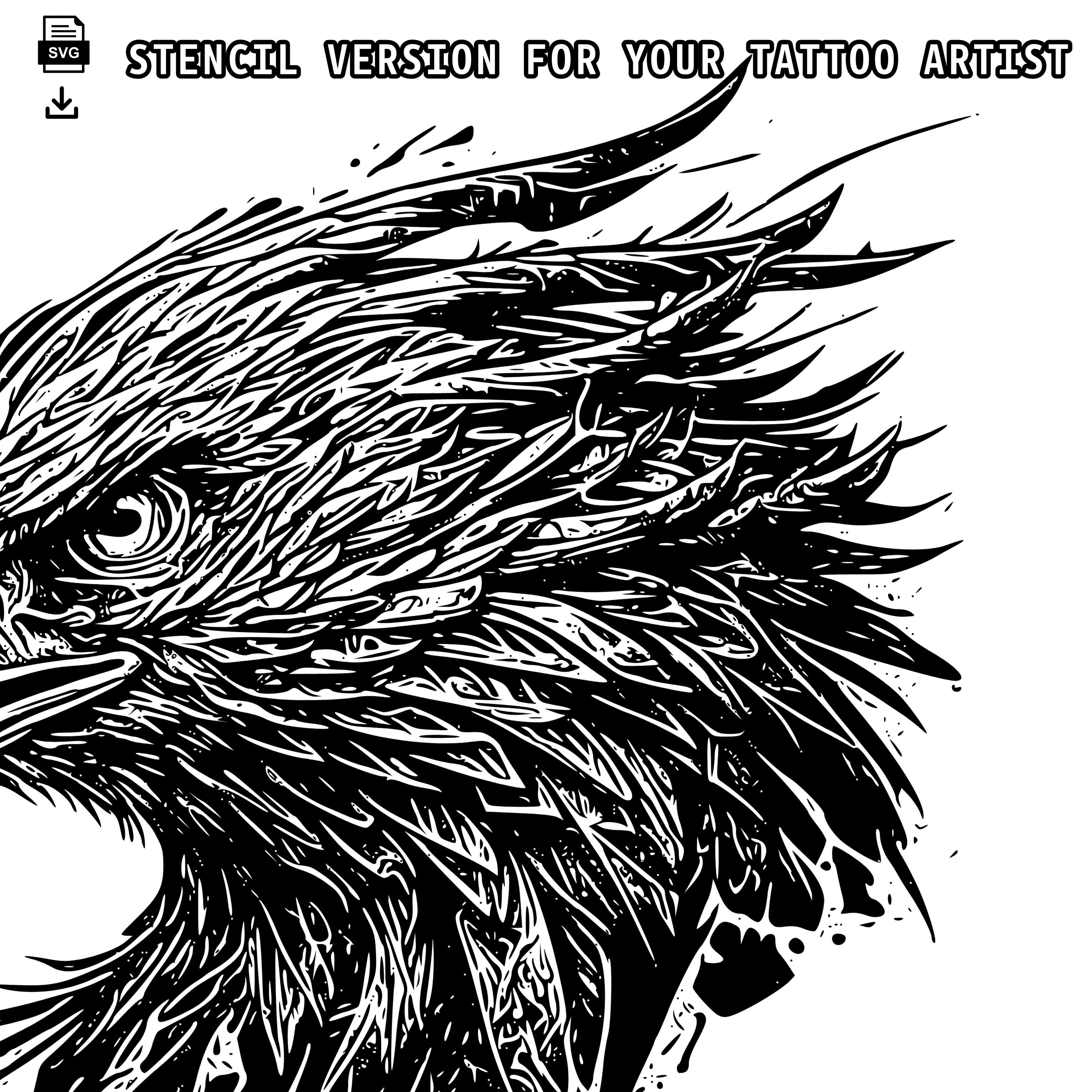 Eagle Tattoo Design Detailed High Resolution Digital Art on White ...