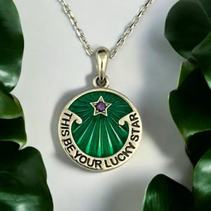 Breloque étoile porte-bonheur verte du samedi soir, pendentif amour, véritable argent sterling massif 925, breloque victorienne « This Be Your Lucky Star » améthyste
