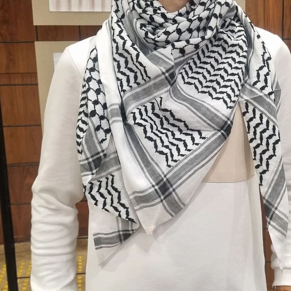 Palestinian Keffiyeh, Palestinian scarf, Palestinian kufiya, Palestinian keffiyeh, Kefiye Without Tassels,male female shemagh