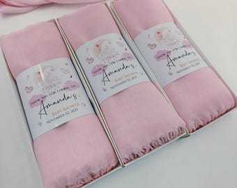 50 Pcs Personalized Bulk Baby Shower Pashmina Shawls, Personalized Shawls, Quality Pashmina Guest Gifts, Baby Shower Gift Shawls