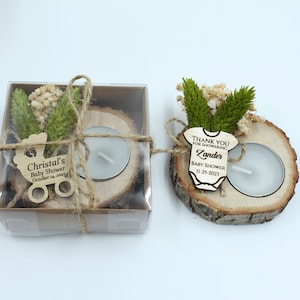 Personalized Wedding Favors for Guests - Rustic Tealight Candle Holder - Special Bridal Shower and Wooden Favors
