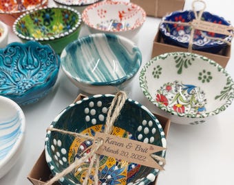 Wedding Favor Bowls, Personalized Guest Favor Bowls, Rustic Wedding Decor, Handmade Mini Bowls, Mexican Party Favors,Baby Shower Bowls