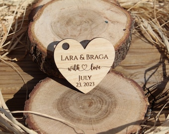 personalized wooden wedding tag,with love wooden tags,wedding favors,wooden heart tags,wedding favor tags,personalised Thank you gift tags
