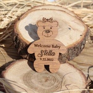 Personalisierte Baby-Dusche-Tag, Baby-Dusche-Bevorzugungen,, personalisierte Holz-Baby-Dusche-Bevorzugung-Tags, Holz-Tag, Bär Holz-Tag, Bär-Tag Bild 3