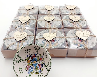 Wedding Bowl Tile Favors for Guests in Bulk, Rustic Personalized Wedding Gift Favors, Candy Boxes for Favor, Turkey Tile, Bohemian Favor