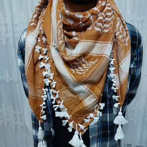 Tasseled Palestinian Keffiyeh, Palestinian scarf, Palestinian kufiya, Palestine keffiyeh, Tassel Keffiyeh, men women shemagh